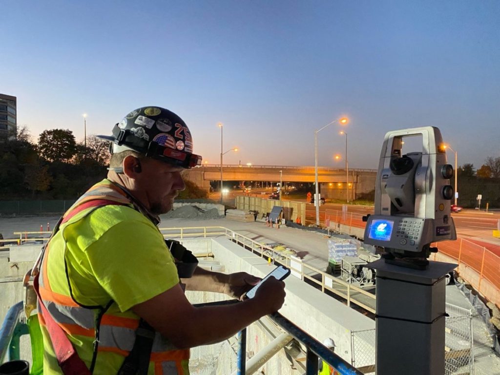 Photo caption: Geotechnical monitoring performed at the Eglinton Crosstown LRT project.