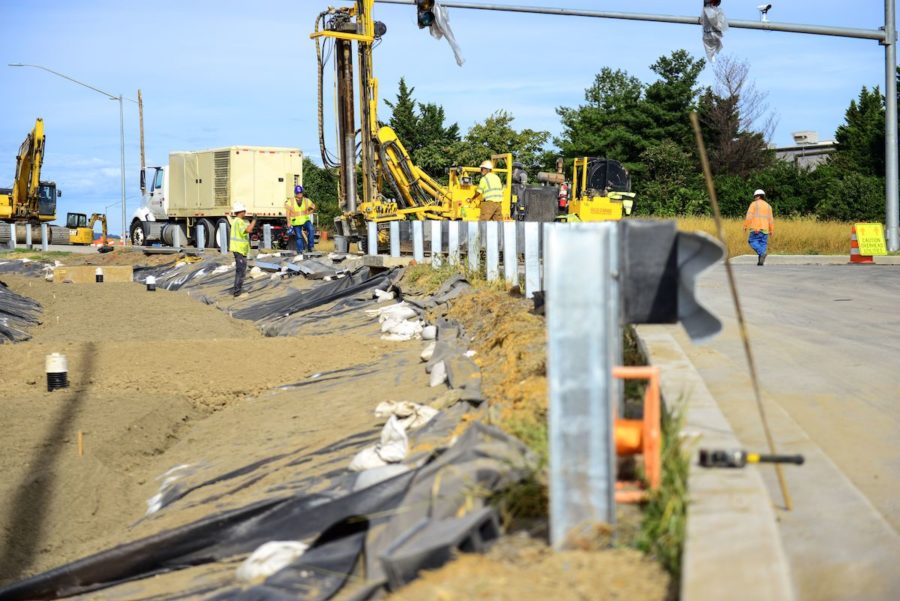 Construction crews Working on beltway project